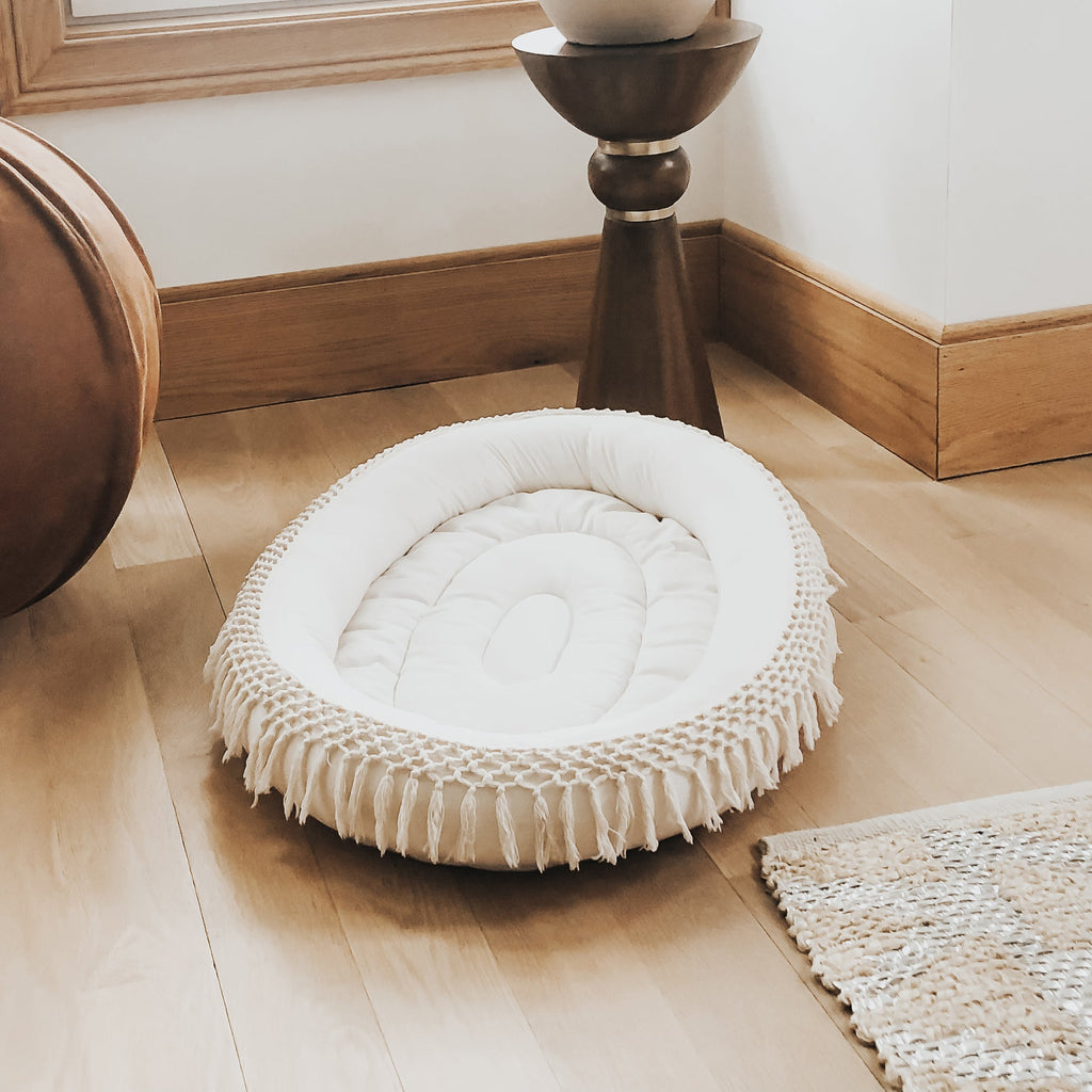 Macrame Oval Play Mat & Love Dad Bodysuit Bundle
